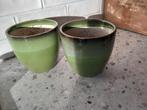 Leuke bloempotten 2 stuks, 13cm hoog en diameter, Ophalen, Gebruikt, Rond, Binnen