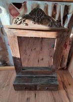 Brocante spiegel met opbergvakken, Huis en Inrichting, Woonaccessoires | Spiegels, Minder dan 50 cm, Ophalen of Verzenden, Zo goed als nieuw