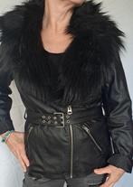 Nep leren jas zwart met bont kraag, Kleding | Dames, Jassen | Winter, Maat 38/40 (M), Bonprix, Zwart, Ophalen of Verzenden