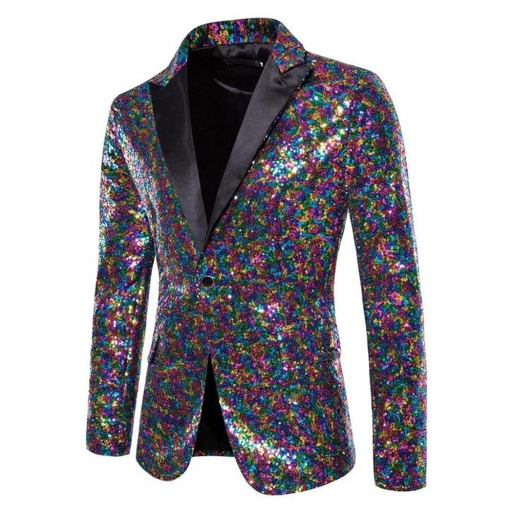 Heren gekleurd glitter colbert / blazer paillet regenboog, Kleding | Heren, Kostuums en Colberts, Nieuw, Verzenden