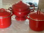 Appel theeservies en 2 pannen emaille, Ophalen of Verzenden