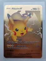 Pikachu V 043/185 Pokemon kaart metaal Goudkleurig metal, Ophalen of Verzenden, Nieuw, Losse kaart