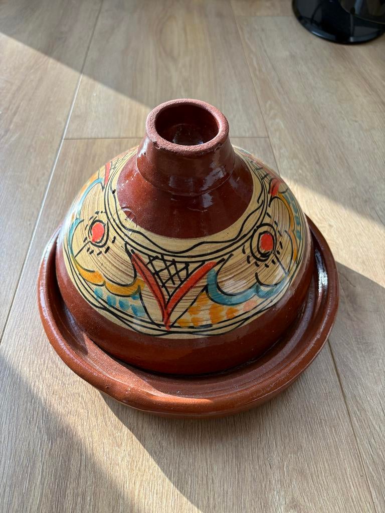 Handbeschilderde Marokkaanse Tajine - Perfecte Staat, Ophalen of Verzenden, Zo goed als nieuw