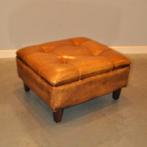Schapenleren hocker/voetenbank, Gebruikt, Leer, Rechthoekig, 50 tot 75 cm