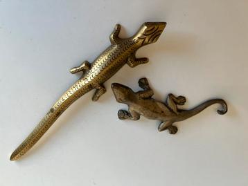 Vintage 2 Messing Salamander-Hagedis Hollywood Regency 50’s beschikbaar voor biedingen