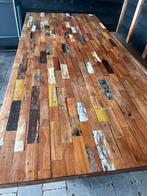 Unieke Houten "sloophout" tafel eettafel 225 x 100 cm zwaar, Huis en Inrichting, Ophalen, Gebruikt, 100 tot 150 cm, 200 cm of meer