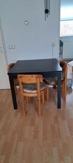 Uittrekbare donkere IKEA eettafel - 90x90/169cm, Huis en Inrichting, Ophalen, Gebruikt, 50 tot 100 cm, Vierkant