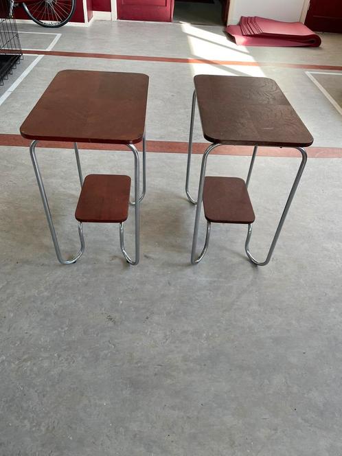 2 art deco bijzettafels, Huis en Inrichting, Tafels | Bijzettafels, Gebruikt, Rechthoekig, 60 cm of meer, 55 tot 75 cm, Hout, Ophalen