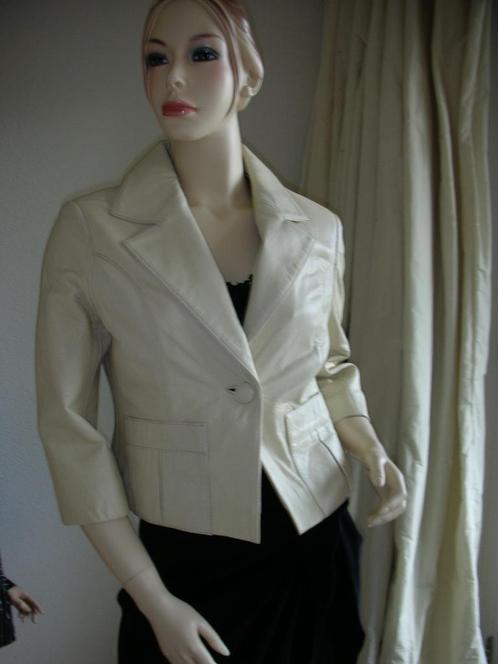 YOCK NIEUW exclusief leren COLBERT JASJE creme maat 36, Kleding | Dames, Jassen | Zomer, Nieuw, Maat 36 (S), Wit, Ophalen of Verzenden