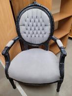 Barok armstoel zwart met grijze bekleding, Antiek en Kunst, Ophalen