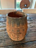 Oude grote leemmand vaas, Ophalen of Verzenden, Zo goed als nieuw, Rond, Glas