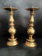 2x grote 30 cm H zware kandaars koper messing bijna gratis, Ophalen of Verzenden, Koper of Brons