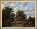 18. Olieverfschilderij, F.A. de Haan – rivierlandschap, 1851, Ophalen of Verzenden