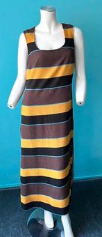 Vintage jaren 70 zomer maxi-jurk bruin/geel maat 40, Kleding | Dames, Jurken, Maat 38/40 (M), Bruin, Verzenden, Vintage