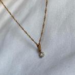 Vintage ketting diamant 14 karaat collier, Verzenden, Zo goed als nieuw, Goud