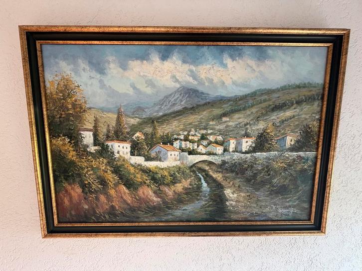 Schilderij van Jenkins - Landschap met dorp, Antiek en Kunst, Kunst | Schilderijen | Klassiek, Ophalen