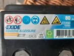 2 Huishoudaccu's Exide Marine & Leisure 80Ah, Caravans en Kamperen, Ophalen, Gebruikt