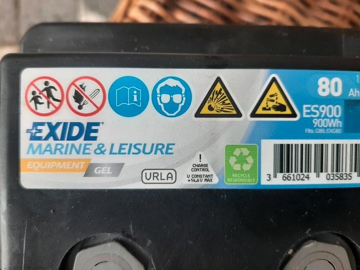 2 Huishoudaccu's Exide Marine & Leisure 80Ah, Caravans en Kamperen, Camper-accessoires, Gebruikt, Ophalen