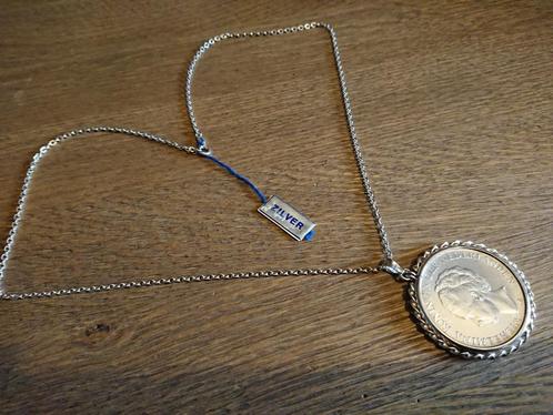 Vintage Collier Zilver 835 Met Munt Rand / Munt 1939 Zilver, Antiek en Kunst, Antiek | Goud en Zilver, Zilver, Ophalen of Verzenden