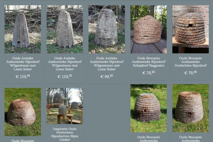 Oude antieke bijen korf bijenkorf gevlochten wilg leem sober, Huis en Inrichting, Woonaccessoires | Schalen en Manden, Gebruikt