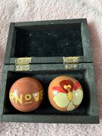 Leuke set met houten doosje en ballen, Ophalen, Gebruikt