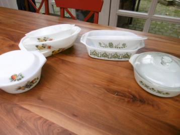 7 vintage pyrex schalen England USA glasbake  Anchor Hocking beschikbaar voor biedingen
