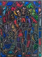 Glas in lood raam met religieuze voorstelling, Ophalen of Verzenden