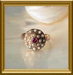 Antieke kleine 14 karaat gouden ring met robijn, Sieraden, Tassen en Uiterlijk, Antieke sieraden, Ophalen of Verzenden, Goud, Ring