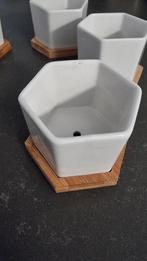 6x plantenpotten hexagon keramische, Tuin, Steen, Minder dan 30 cm, Minder dan 60 cm