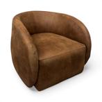 NIEUWE bijzet draaifauteuil in microleder Bull camel, Huis en Inrichting, Fauteuils, Design, Nieuw, 75 tot 100 cm, 75 tot 100 cm
