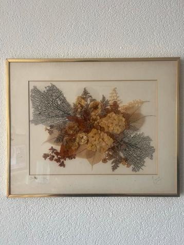 Gedroogde bloemen in lijst- tijger canvas- leeuw canvas beschikbaar voor biedingen