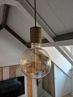 Sfeervolle hanglamp bruin glas houtlook, Ophalen, Vintage, Nieuw, Minder dan 50 cm