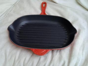 Le creuset grill pan gietijzer ovaal rood 30 cm breedte beschikbaar voor biedingen