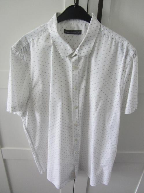 overhemd wit/bruin maat XXL, Kleding | Heren, Overhemden, Zo goed als nieuw, Overige halswijdtes, Wit, Ophalen of Verzenden