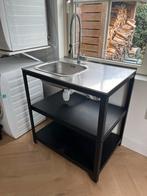 Spoeltafel met onderstel, Ophalen, Gebruikt, Zwart, 50 tot 100 cm
