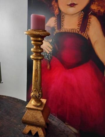 Goudkleur brocante kandelaar  beschikbaar voor biedingen