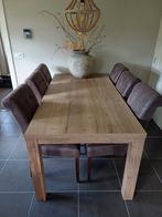 Mooie houtkleurige eettafel met 6 stoelen, Huis en Inrichting, Ophalen, Zo goed als nieuw
