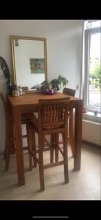 Teak houten tafel met 3 stoelen, Huis en Inrichting, Tafels | Eettafels, Gebruikt, 100 tot 150 cm, Ophalen of Verzenden, Drie personen