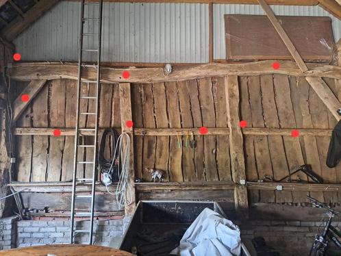 Eiken Gebinten - Oud & Karakteristiek, Doe-het-zelf en Verbouw, Hout en Planken, Gebruikt, Balk, Eiken, 300 cm of meer, 50 mm of meer