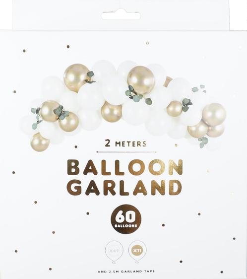 Ballonnenboog - Wit & Goud - 200cm / 60 st, Hobby en Vrije tijd, Feestartikelen, Nieuw, Versiering, Overige, Verzenden
