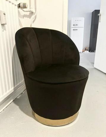 Fauteuil stoel fluweel suede velvet zwart schelp schelpstoel beschikbaar voor biedingen