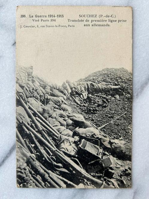 Wo1: ak loopgraaf eerste linie veroverd op Duitsers, Verzamelen, Militaria | Algemeen, Landmacht, Foto of Poster, Nederland, Ophalen of Verzenden