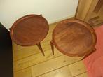 Twee teak tafeltjes met dienblad (Sika Møbler), Ophalen, Minder dan 45 cm, Minder dan 55 cm, Rond