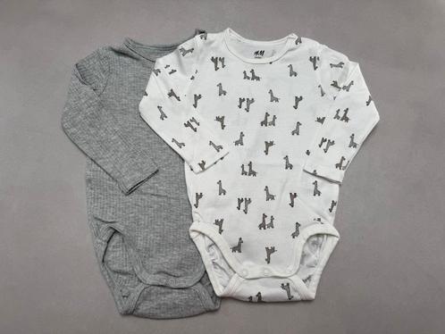 H&M - 2 rompers met lange mouwen - Nieuw - Maat 80, Kinderen en Baby's, Babykleding | Maat 80, Nieuw, Jongetje of Meisje, Nacht- of Onderkleding