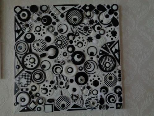 Schilderij Abstract Zwart Wit 50 x 50 cm Nr ZW 22, Antiek en Kunst, Kunst | Schilderijen | Abstract, Ophalen