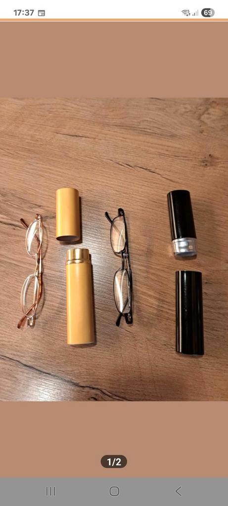 2 smalle leesbrillen (unisex/sterkte +2.50) met etui  (zgan), Hobby en Vrije tijd, Overige Hobby en Vrije tijd, Zo goed als nieuw