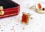 Vintage Gouden Carneool Ring | 14K, Ophalen of Verzenden, Zo goed als nieuw, 17 tot 18, Met edelsteen