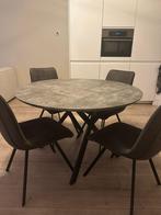 Ronde tafel met 6 stoelen, Huis en Inrichting, Tafels | Eettafels, Ophalen, Overige materialen, Gebruikt, Rond