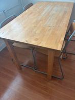 Eettafel met 4 stoelen - Gebruikt, Huis en Inrichting, Ophalen, Gebruikt, 100 tot 150 cm, Eikenhout