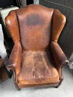 Vintage leren fauteuil - wing chair, Ophalen